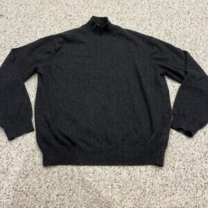 Saks Fifth Avenue 100% Cashmere Mock Neck Sweater Sz M Dark Gray Quiet Luxury